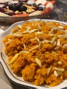 Gaajor er halwa, a sub-continental dessert made out of carrots.
