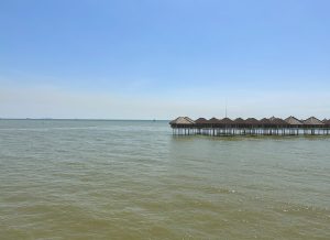 Chalets over the water on the west coast of Sepang, Selangor, Malaysia
