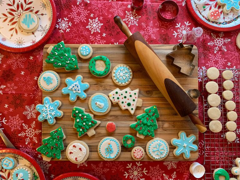 a collection of colorful decorated sugar cookies