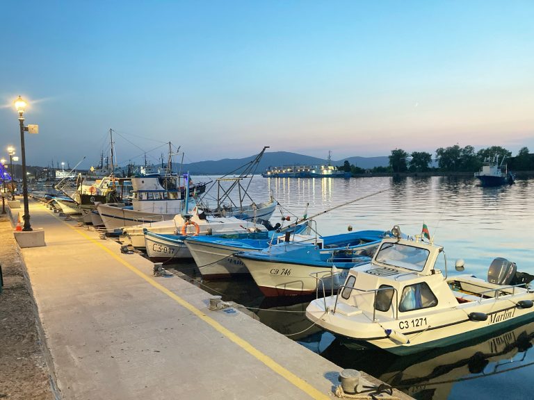 Night view of the port of Sozopol