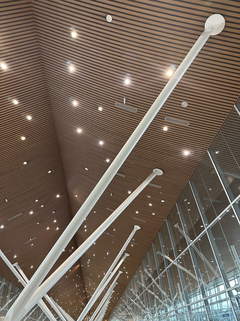 A view looking up from the inside of the Kuala Lumpur International Airport in Malaysia