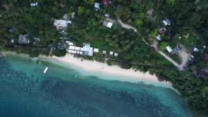 Drone shot Nueva Valencia Guimaras Island Philippines white sand beach resort
