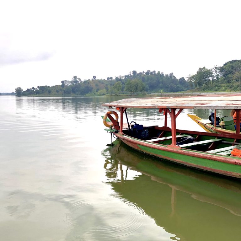 Wooden boats on lake