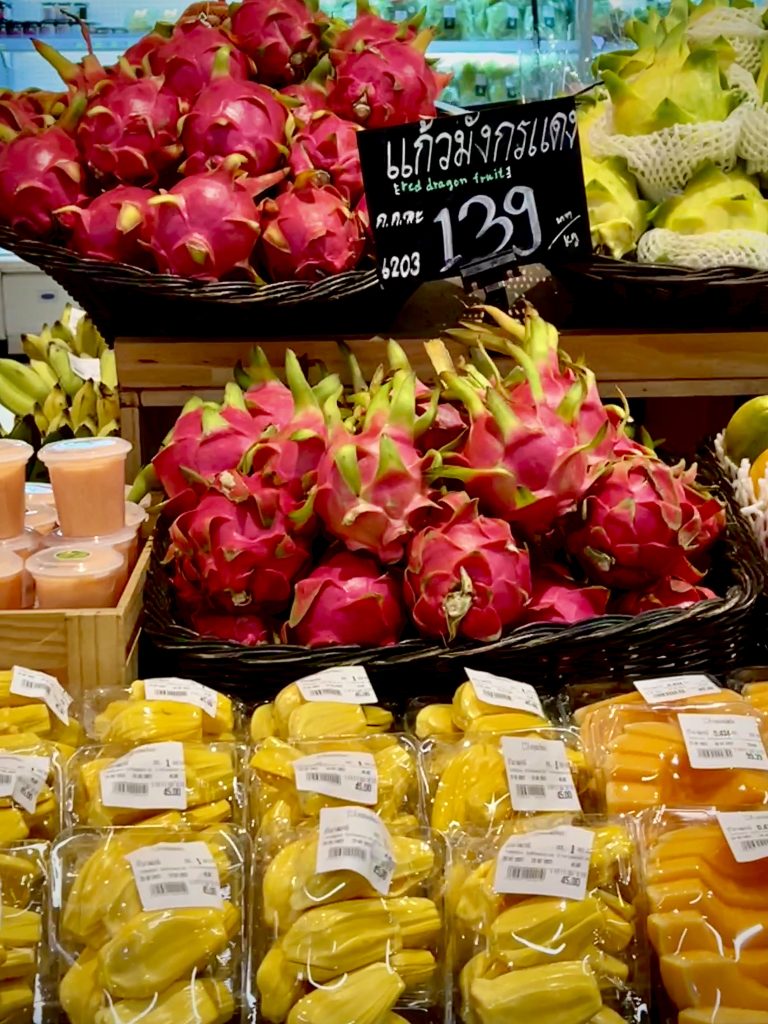 fruit, jackfruit, dragon fruit, market, iconsiam, bangkok, thailand, wcasia