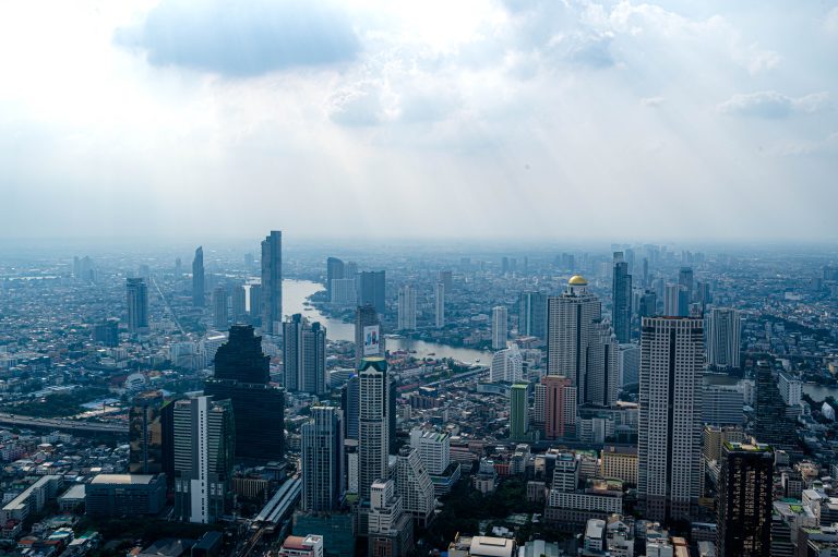 Aerial view of Bangkok city, skyline in the daytime