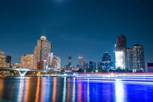 Bangkok city riverside at night