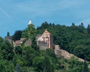 Looking up at Dilsberg Castle, Neckargemünd, Germany