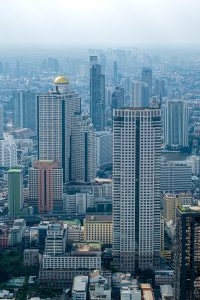 Aerial view of Bangkok city buildings in the daytime