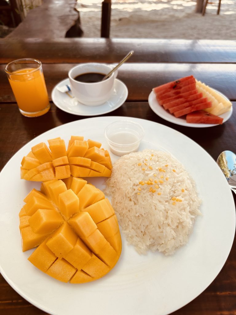 Mango sticky rice, typical Thai dessert