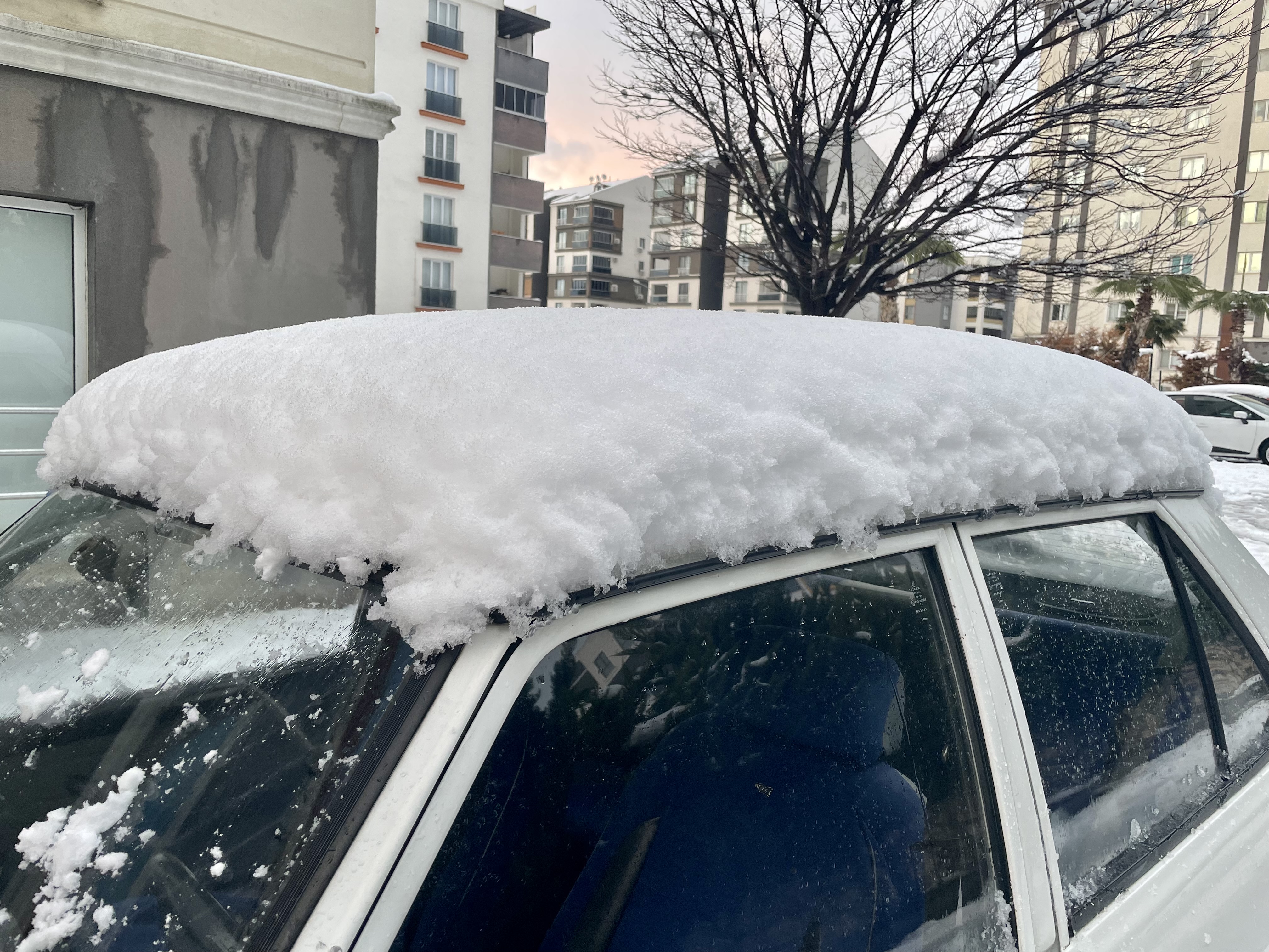 Snow on car