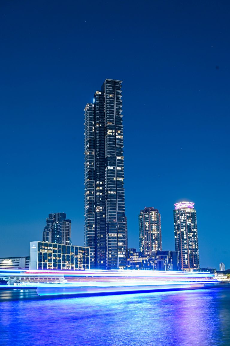 Bangkok city riverside at night