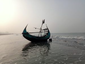 Sampan boat in Cox's Bazar sea beach