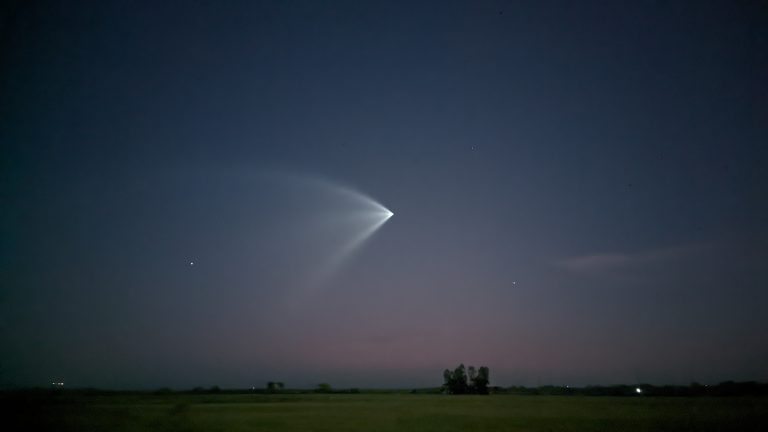 It’s a bird! It’s a plane! It’s comet or a meteor! No, it’s a rocket launched from the Indian territory, shining through the pre-dawn November sky.