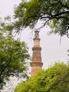 A long view of Qutb Minar, Delhi, India. One of the major tourist attractions of Delhi. It is built?in the early 13th century