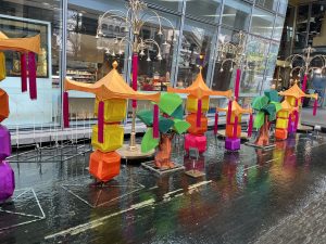 Nylon decorations in a water feature, Bangkok, Thailand, WCAsia