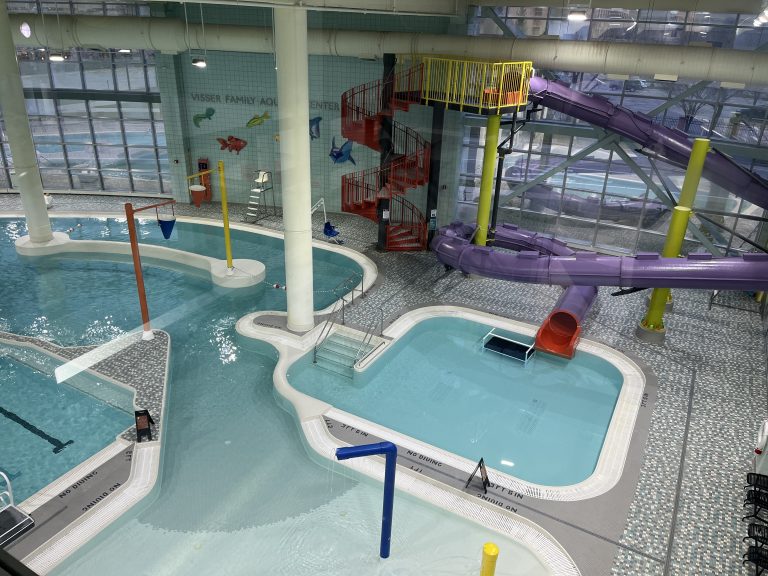 Elaborate swimming pools with slides