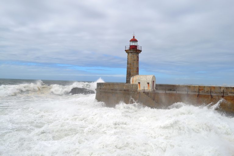 Light house of Foz do Douro Beach, Porto, Portugal.