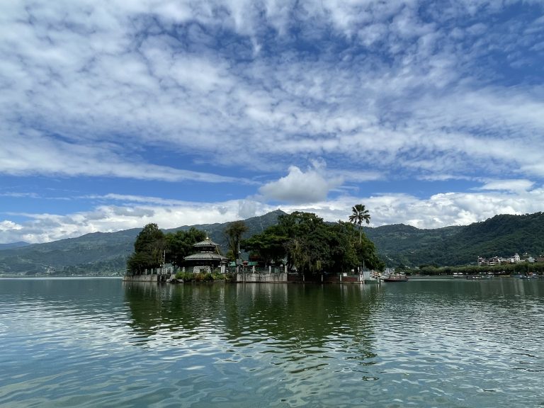 Tal Barahi Temple, Pokhara, Nepal. This temple is built on a tiny island in the middle of Phewa Lake.