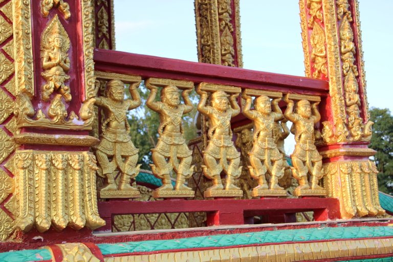 Temple detail at Wat Pa Lao Buddhadham, Buddhist Temple, Henrietta, New York, USA