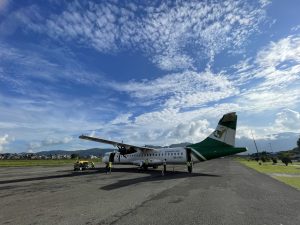 A Yeti Airlines flight, at Pokhara Airport, Nepal.