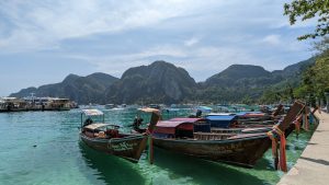 Boats waiting in Phi Phi Island, Thailand.