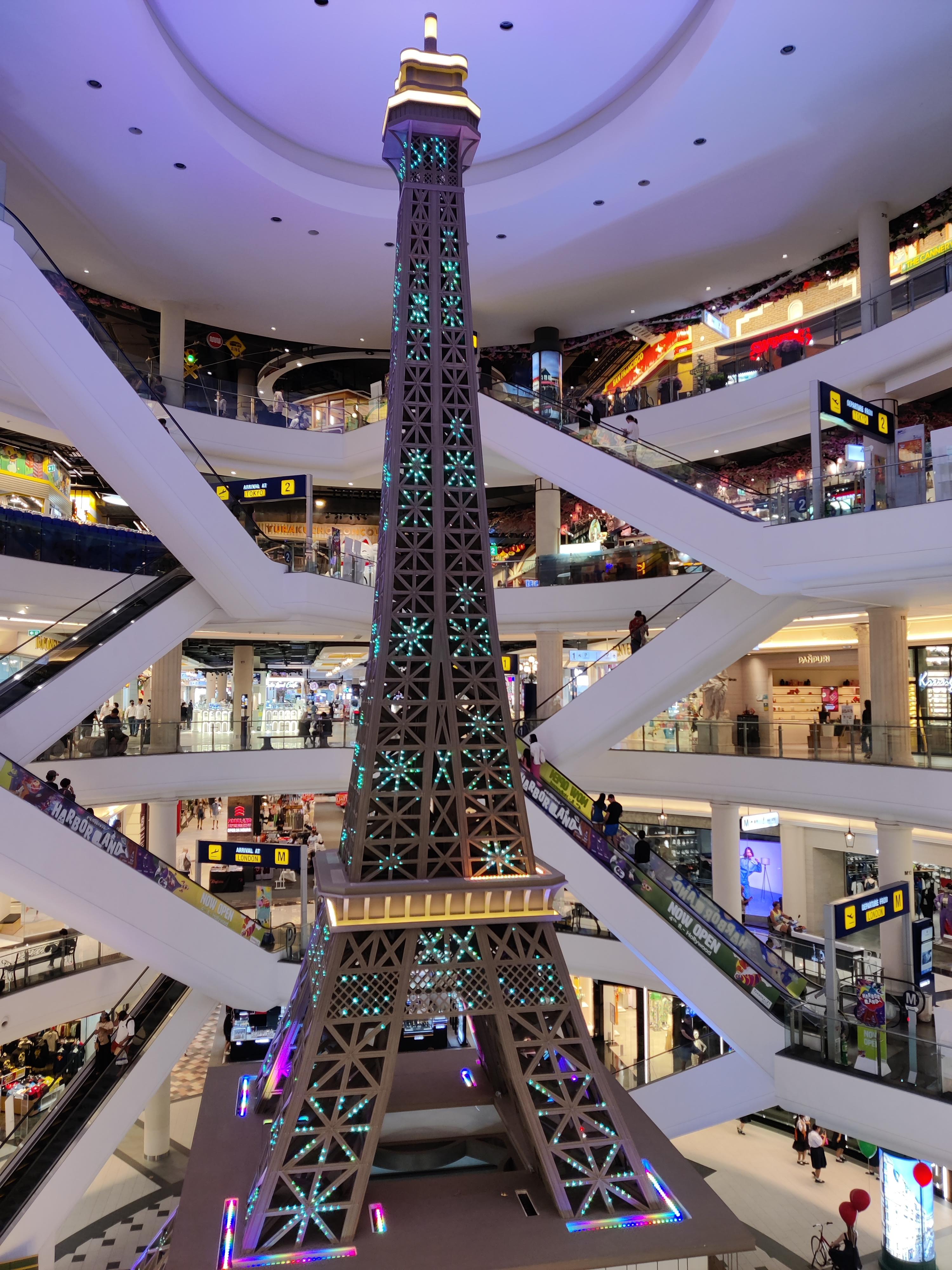 Replica Paris Eiffel Tower in shopping mall