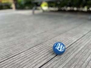 WordPress Blue Ball Wallpaper Collection: Blue ball on gray and white wooden floor (1)
