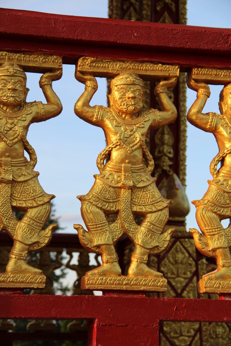 Temple detail at Wat Pa Lao Buddhadham, Buddhist Temple, Henrietta, New York, USA