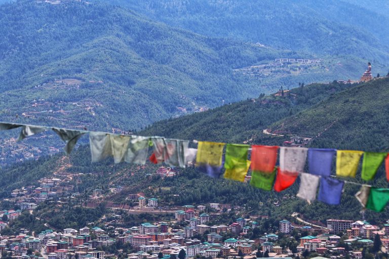 Seating Buddha looking over the town of Paro, Bhutan.