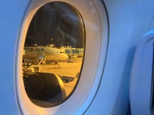 Night flight to Seoul, Korea, airline, window, airplane