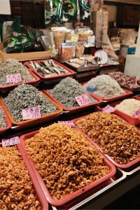 Dried shrimp and other ingredients in a market in Taiwan
