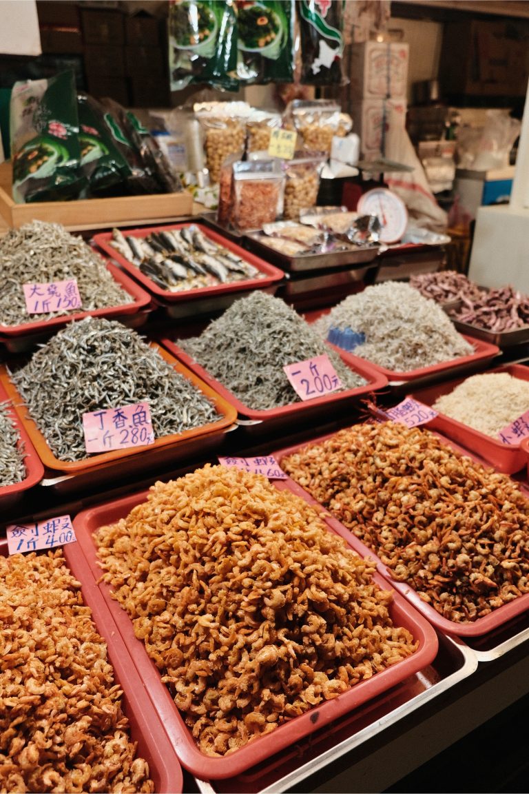 Dried shrimp and other ingredients in a market in Taiwan