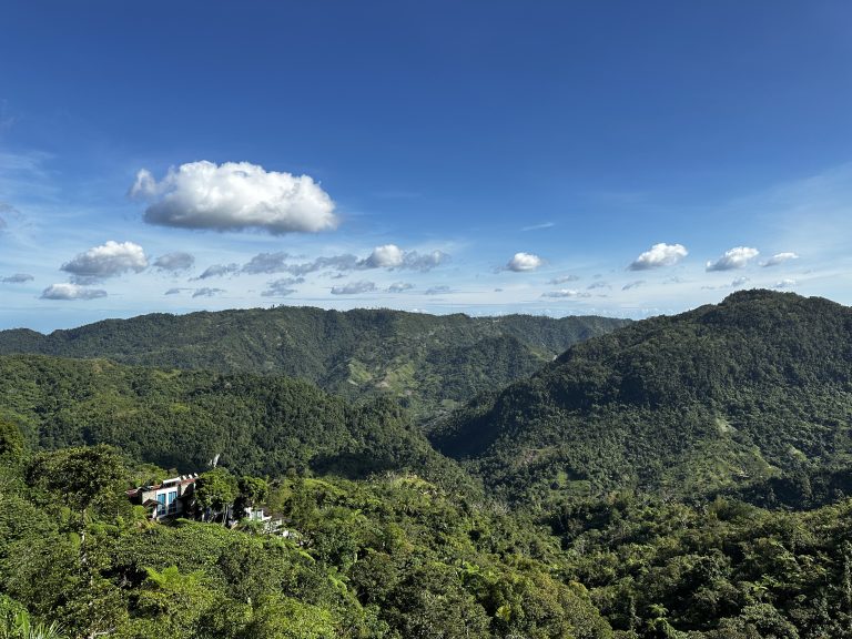 View over Cebuano mountains from the rooftop of the West 35 Mountain Resort on Cebu, Philippines