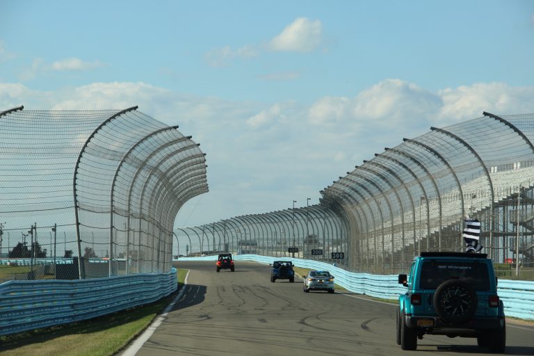 Driving on the racetrack at the Watkins Glen Motorway, Watkins Glen, New York, USA