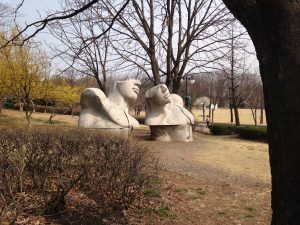 Sculpture in a city park in Seoul