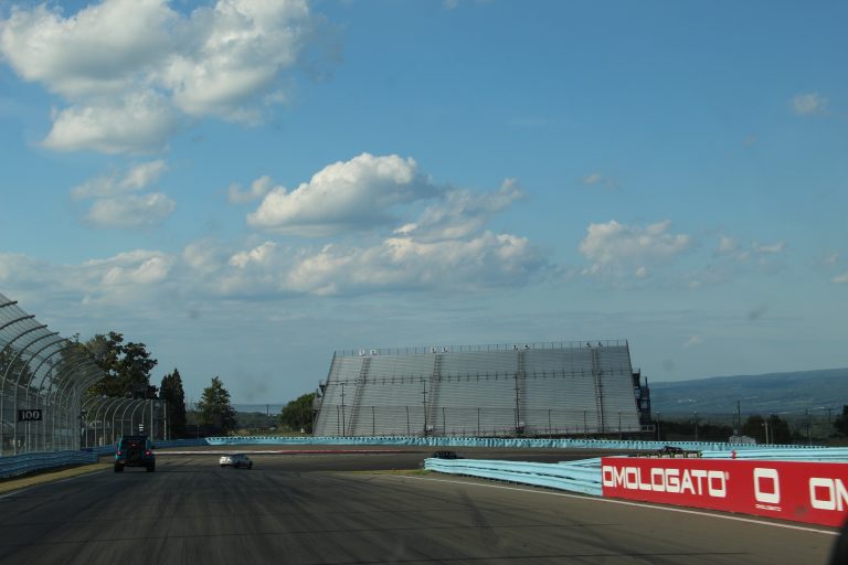 Driving on the racetrack at the Watkins Glen Motorway, Watkins Glen, New York, USA