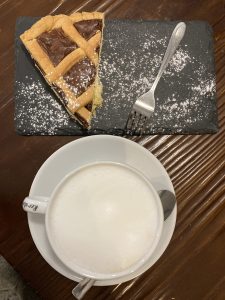 cappuccino and chocolate tart