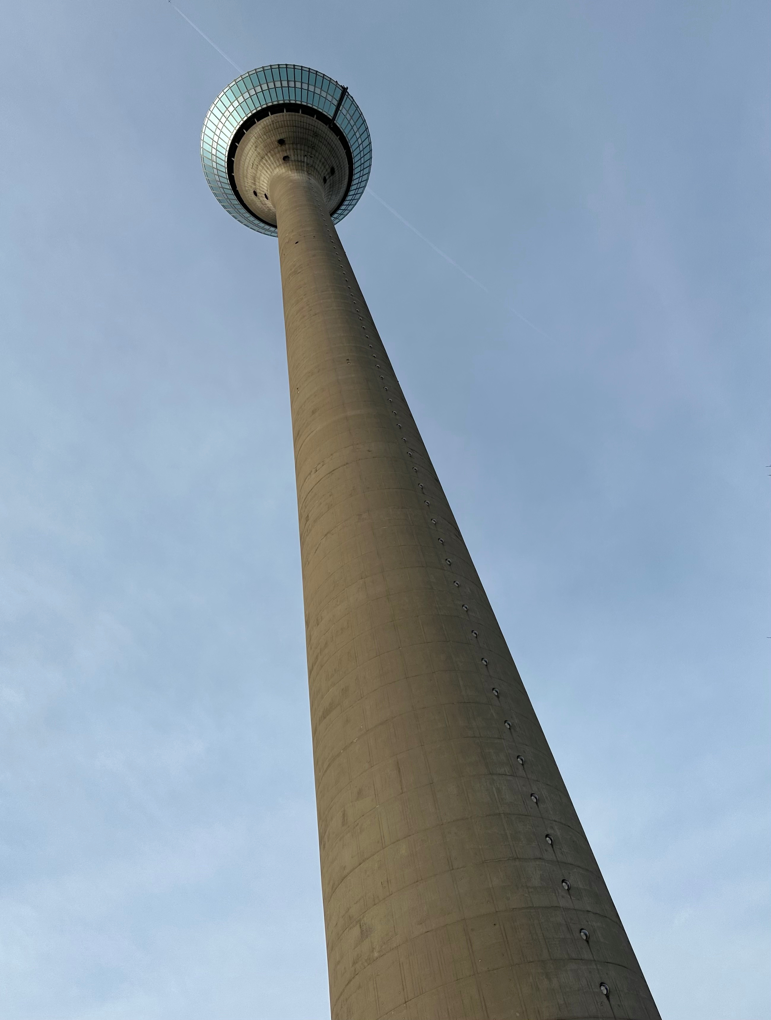 Looking up at the Rheinturm in Dusseldorf, Germany