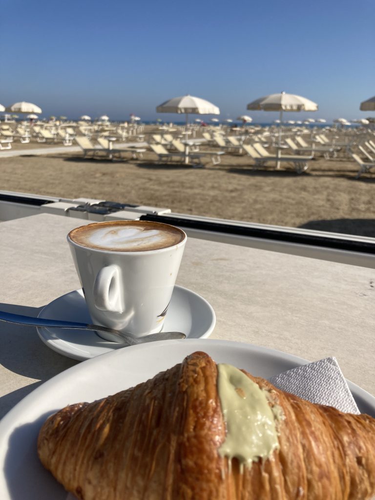 Cappuccino, brioches and Italian sea