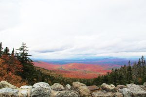 A view of the Adirondack Mountains in autumn from the top of Whiteface Mountain. Lake Placid, New York, USA.
