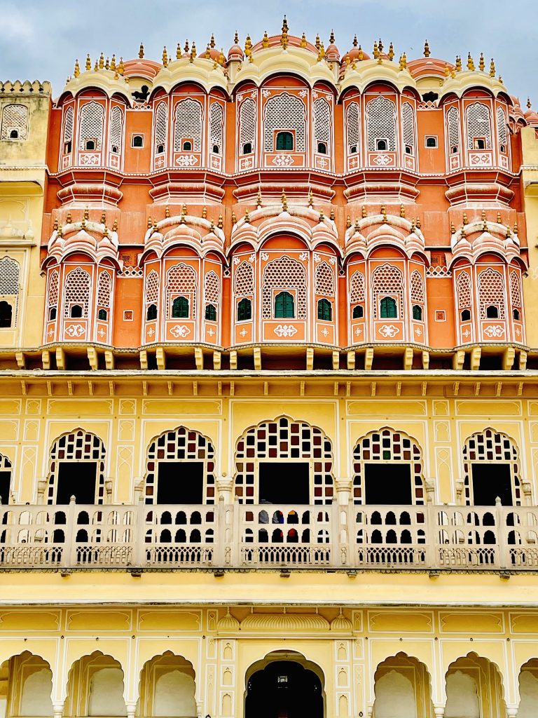 Hawa Mahal, Jaipur, Rajasthan. Late eighteenth century Jaipur architecture. Very brightly colored palace.