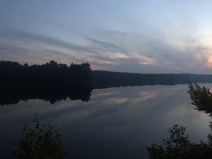 Calm lake at sunset
