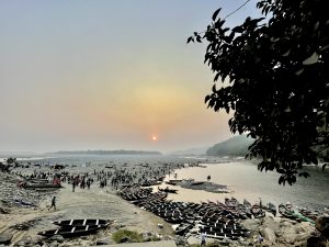 Sunset in Umngot river @ Dawki, Meghalaya. This river is one of the cleanest river in India.