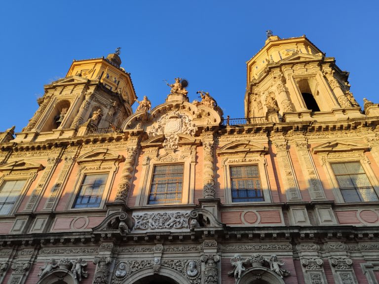 Photo of San Luis de los franceses church in Sevilla (Spain). Calle San Luis – Sevilla. Baroque architecture.