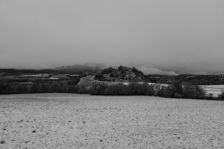 Little village panoramic view. Snowy landscape.