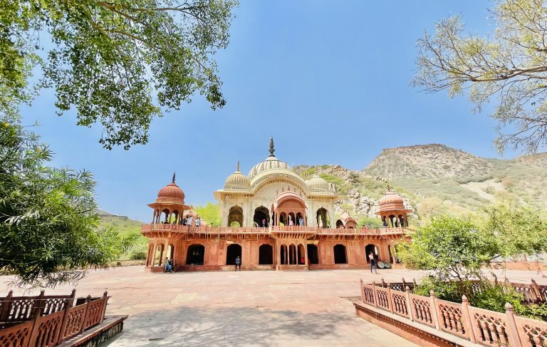 Moosi Maharani Ki Chhatri. An early nineteen century monument in Alwar, Rajasthan. This marvellous building was built by Vinay Singh in honour of Maharaja Bakhtawar Singh and his Queen Rani Moosi. It is located in Aravalli hills.