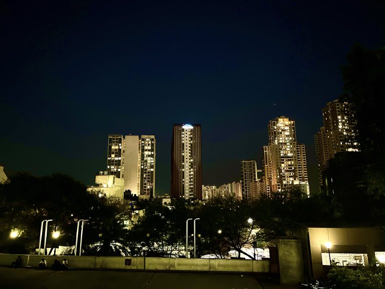 Night sky with the city lights