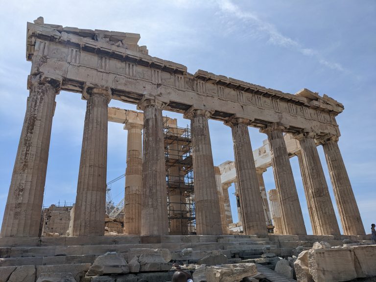 View of the Parthenon located on the Acropolis in Athens.