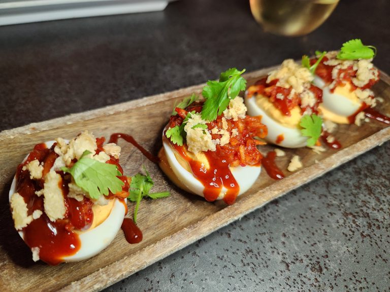 Kimchi Deviled Eggs