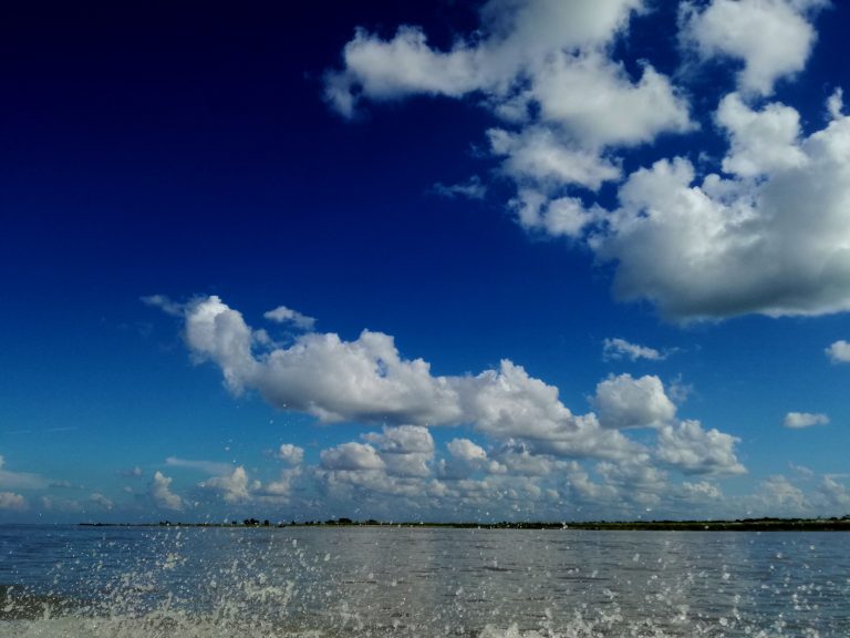 landscape with river and blue sky